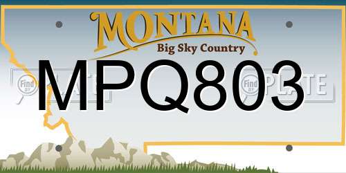 MPQ803 Montana License Plate