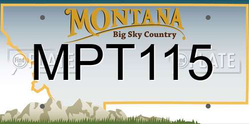 MPT115 Montana License Plate