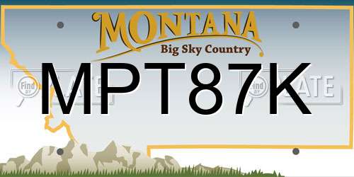 MPT87K Montana License Plate