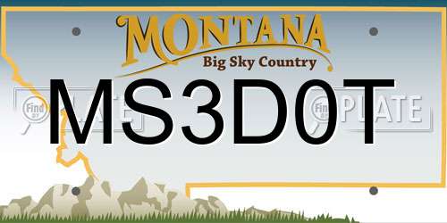 MS3D0T Montana License Plate