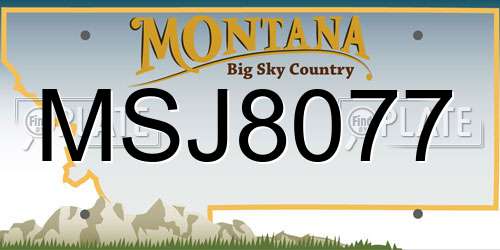 MSJ8077 Montana License Plate