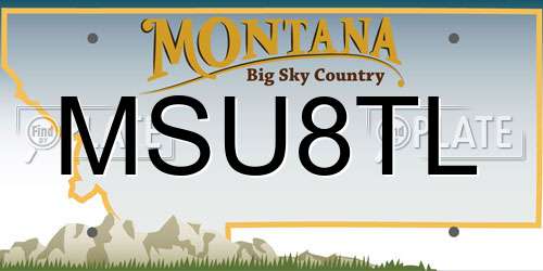 MSU8TL Montana License Plate