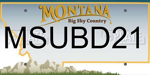 MSUBD21 Montana License Plate