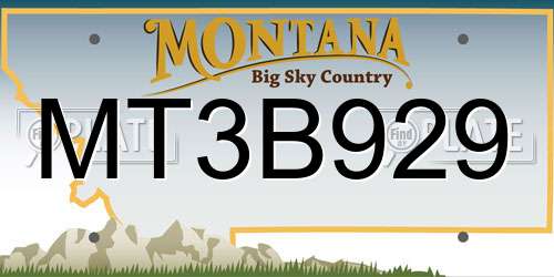 MT3B929 Montana License Plate
