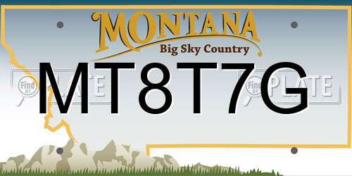 MT8T7G Montana License Plate
