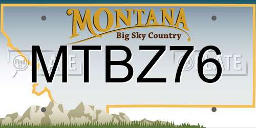 MTBZ76 Montana License Plate