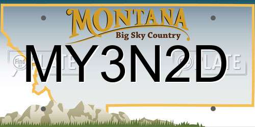 MY3N2D Montana License Plate