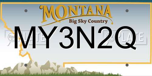 MY3N2Q Montana License Plate