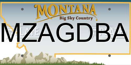 MZAGDBA Montana License Plate