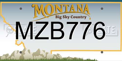 MZB776 Montana License Plate
