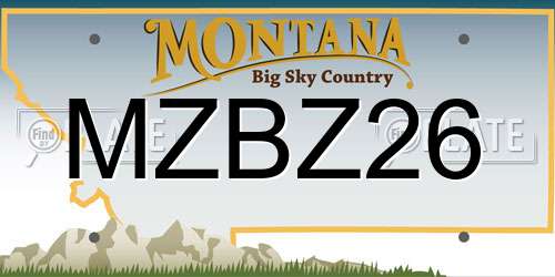 MZBZ26 Montana License Plate