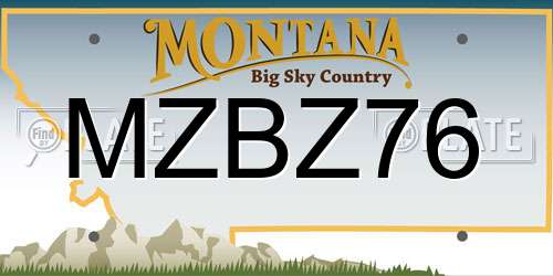 MZBZ76 Montana License Plate