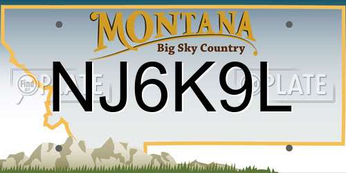 NJ6K9L Montana License Plate