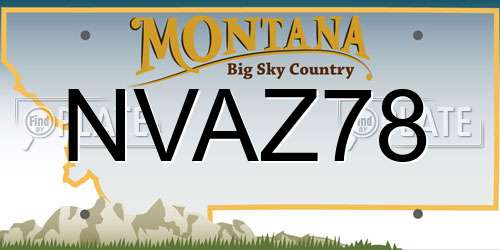 NVAZ78 Montana License Plate
