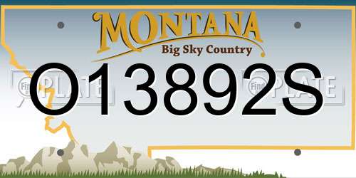 O13892S Montana License Plate