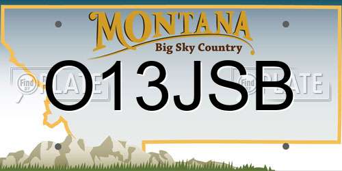 O13JSB Montana License Plate