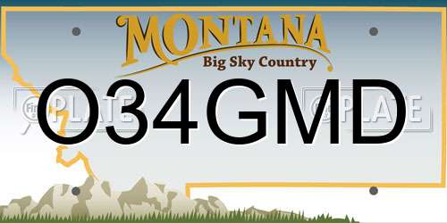 O34GMD Montana License Plate