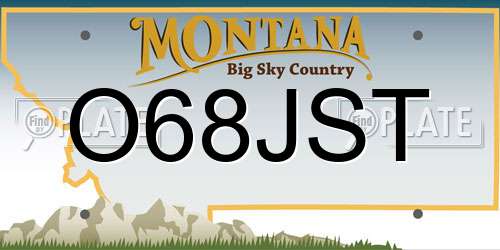O68JST Montana License Plate