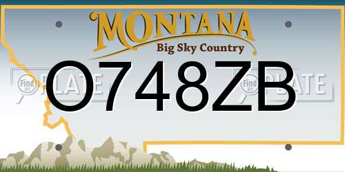 O748ZB Montana License Plate