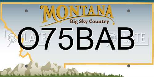 O75BAB Montana License Plate