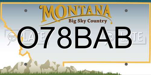 O78BAB Montana License Plate
