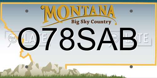 O78SAB Montana License Plate