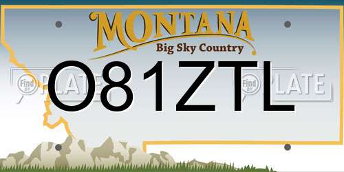 O81ZTL Montana License Plate