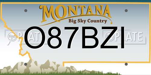 O87BZI Montana License Plate
