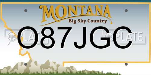 O87JGC Montana License Plate