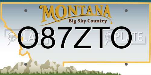 O87ZTO Montana License Plate