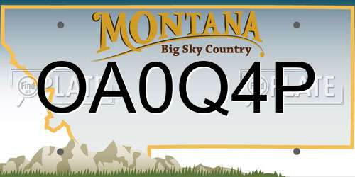 OA0Q4P Montana License Plate