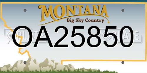 OA25850 Montana License Plate