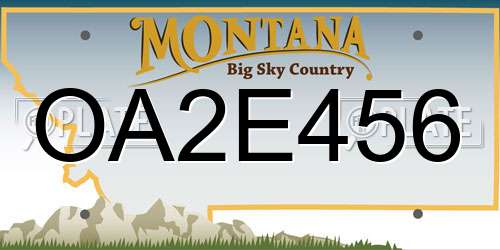 OA2E456 Montana License Plate