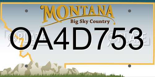 OA4D753 Montana License Plate