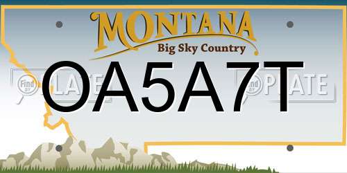 OA5A7T Montana License Plate