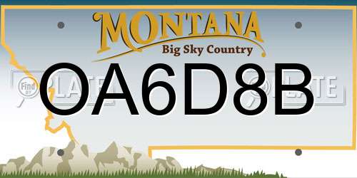 OA6D8B Montana License Plate