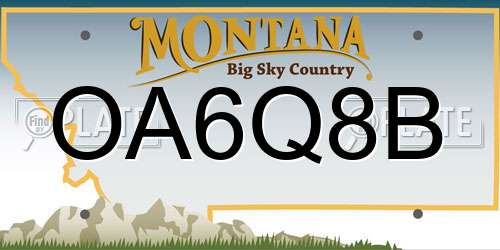 OA6Q8B Montana License Plate