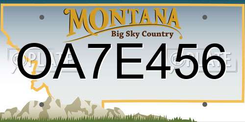 OA7E456 Montana License Plate