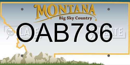 OAB786 Montana License Plate