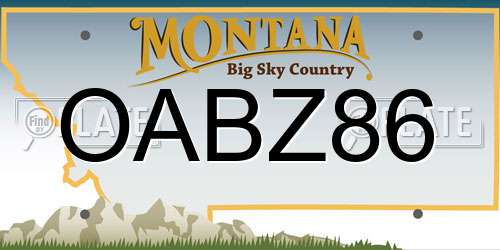 OABZ86 Montana License Plate