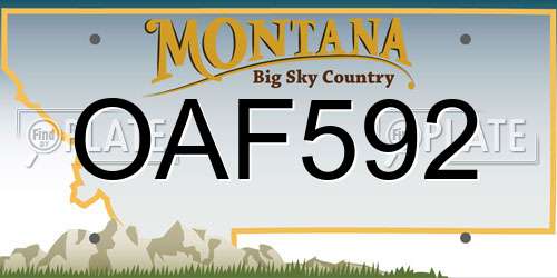 OAF592 Montana License Plate