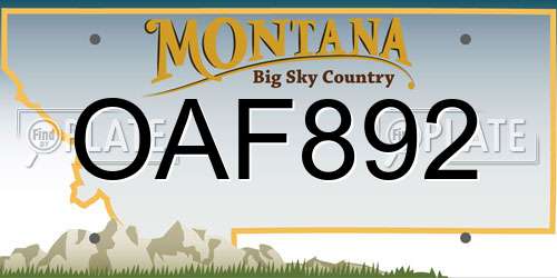 OAF892 Montana License Plate