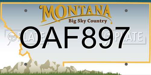 OAF897 Montana License Plate