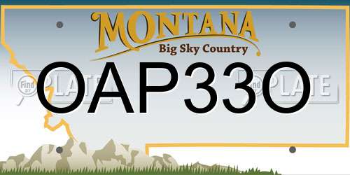 OAP33O Montana License Plate