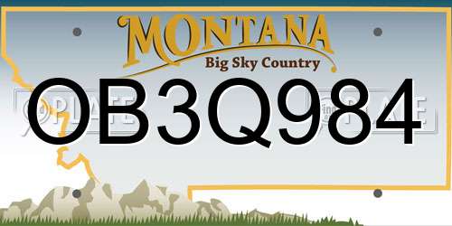 OB3Q984 Montana License Plate