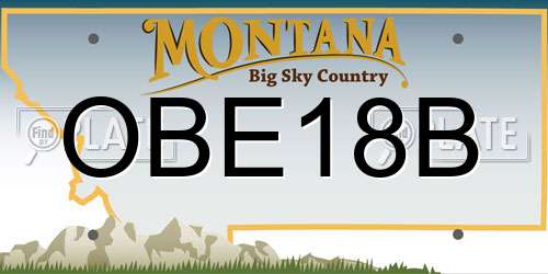 OBE18B Montana License Plate