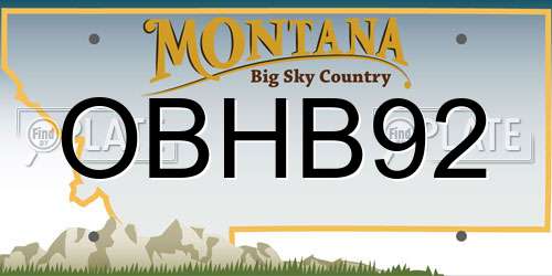 OBHB92 Montana License Plate