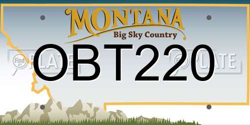 OBT220 Montana License Plate