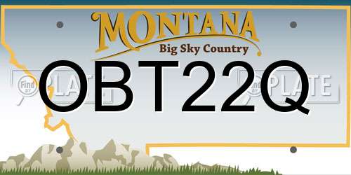 OBT22Q Montana License Plate