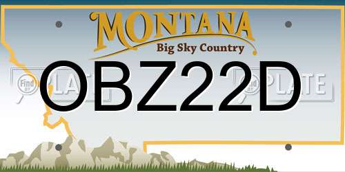 OBZ22D Montana License Plate